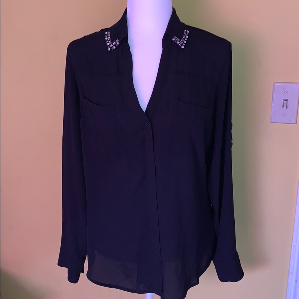 Express Portifono Top with gems on neckline